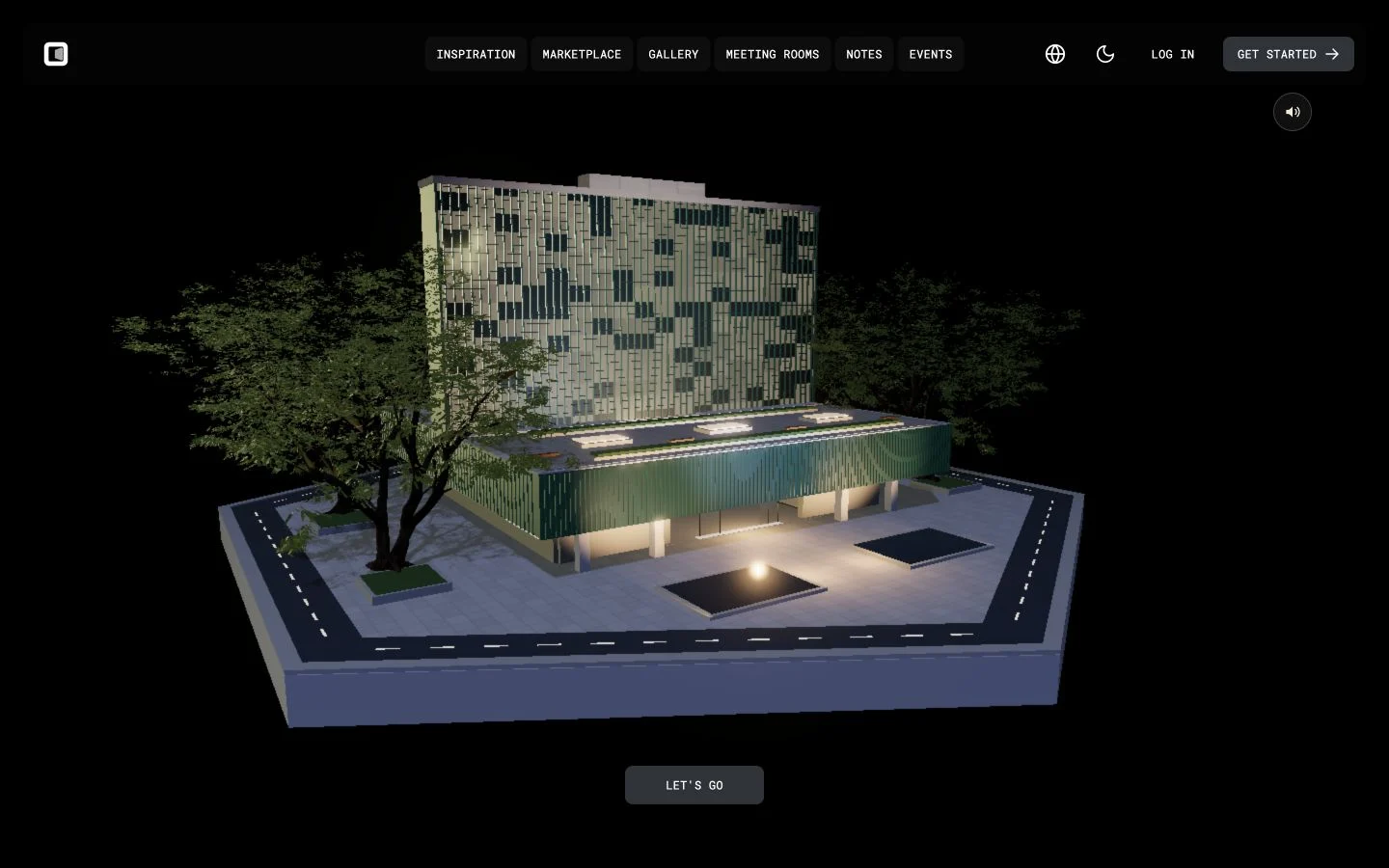 建物の外から見た Aicowork の 3D ウェブギャラリー試作