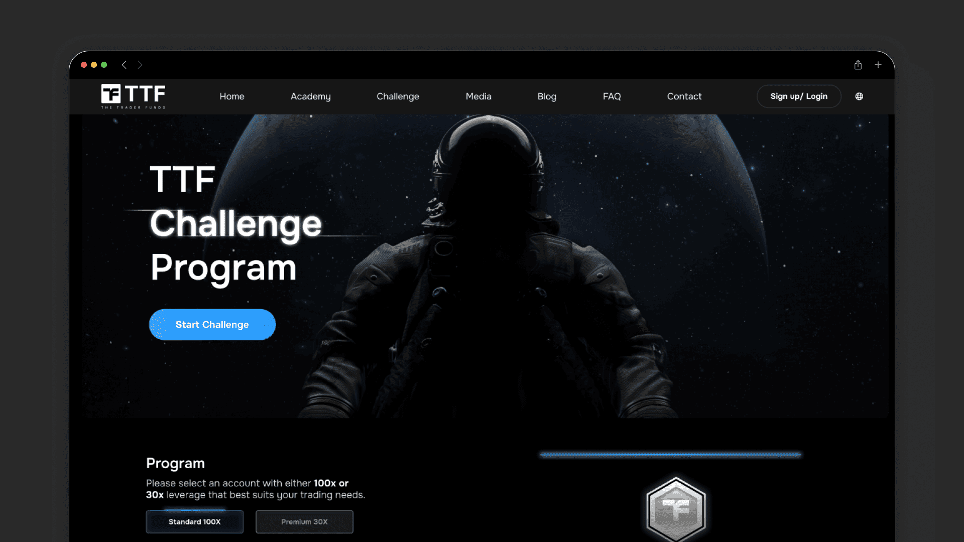 The Trader Funds prop trading website overview