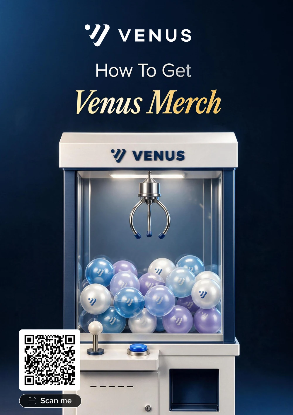 Venus blue and white claw-machine experience